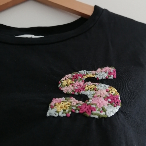 Sandro Henria Embroidered "S" Logo Tee Black T-Shirt Sandro 0 or XS - Picture 9 of 17